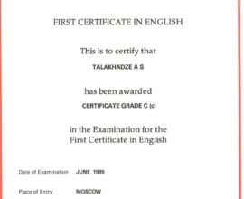 Certificate from Cambridge