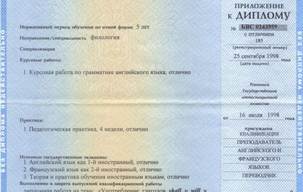 University Diploma in Russian 2